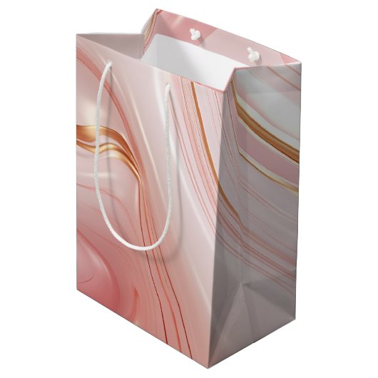 Rosa- und Goldmarmor Mittlere Geschenktüte (Rückseite Schrägansicht)