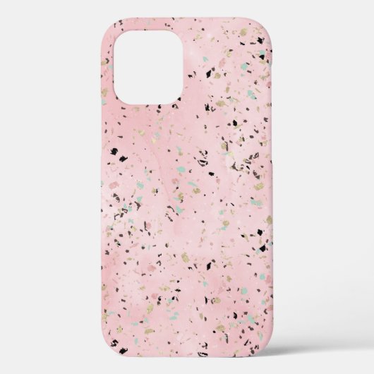Rosa und Goldmarmor Terrazzo Case-Mate iPhone Hülle (Rückseite)