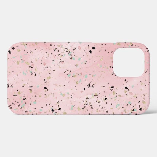 Rosa und Goldmarmor Terrazzo Case-Mate iPhone Hülle (Rückseite (Horizontal))