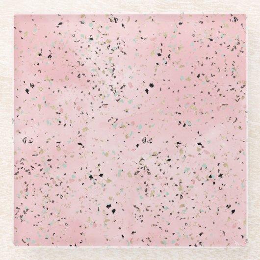 Rosa und Goldmarmor Terrazzo Glasuntersetzer (Vorderseite)