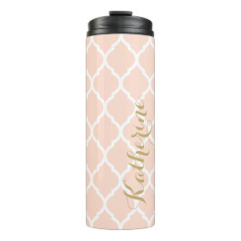 Rosa und goldmarokkanisches Quatrefolienmonogramm Thermosbecher