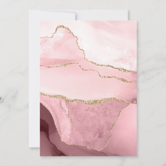 Rosa und Goldmedaille Einladung zur Hochzeit (Rückseite)