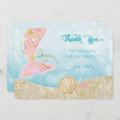 Rosa und Goldmeerjungfrau danken Ihnen zu Dankeskarte (Vorne/Hinten)