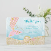 Rosa und Goldmeerjungfrau danken Ihnen zu Dankeskarte (Stehend Vorderseite)