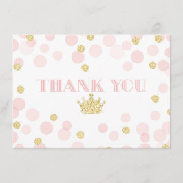 Rosa und Goldprinzessin Confetti Thank You Card Dankeskarte