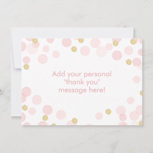 Rosa und Goldprinzessin Confetti Thank You Card Dankeskarte (Rückseite)