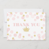 Rosa und Goldprinzessin Confetti Thank You Card Dankeskarte (Vorderseite)
