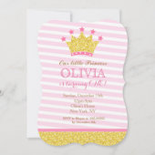 Rosa und Goldprinzessin Einladungen zur Geburtstag (Vorderseite)