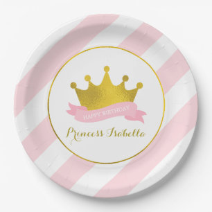 Rosa und Goldprinzessin Geburtstagspartei Pappteller