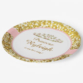 Rosa- und Goldprinzessin-Teller Pappteller (Schrägansicht)