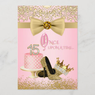 Rosa und GoldQuinceanera Prinzessin 15. Geburtstag Einladung