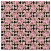 Rosa- und Goldrosen-Blumenstoff Stoff (Nahaufnahme)
