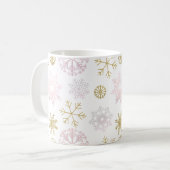 Rosa- und Goldschneeflocken Wintermonate Tasse (Vorderseite Links)