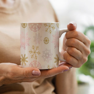 Rosa- und Goldschneeflocken Wintermonate Tasse