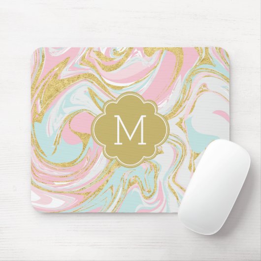 Rosa und GoldSuminagashi Tinten-Marmor Mousepad (Mit Mouse)