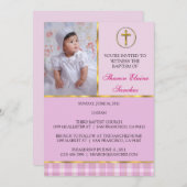 Rosa und Goldtaufe/Einladung zur Feier Einladung (Vorne/Hinten)