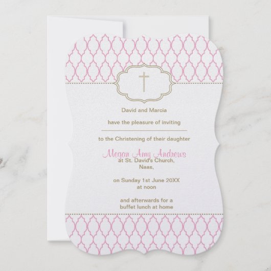 Rosa und Goldtauftaufe-Einladung Einladung (Vorderseite)