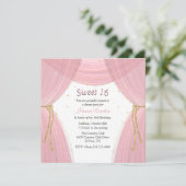 Rosa und Goldvorhang Süße 16 Einladung (Stehend Vorderseite)