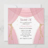 Rosa und Goldvorhang Süße 16 Einladung (Vorderseite)