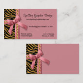 Rosa und Goldzebra-gestreifte Visitenkarte (Vorne/Hinten)