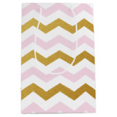 Rosa-und GoldZickzack Muster-Geschenk-Tasche Mittlere Geschenktüte (Vorderseite)