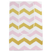 Rosa-und GoldZickzack Muster-Geschenk-Tasche Mittlere Geschenktüte (Rückseite)