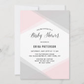 Rosa und grau Abstrakte Gradient Moderne Babydusch Einladung (Vorderseite)