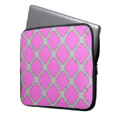Rosa und grau aus Quatrefolie Laptopschutzhülle (Vorderseite Links)