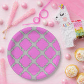 Rosa und grau aus Quatrefolie Pappteller (Party)
