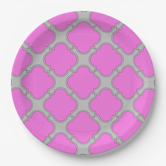 Rosa und grau aus Quatrefolie Pappteller (Vorderseite)