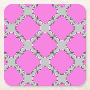 Rosa und grau aus Quatrefolie Rechteckiger Pappuntersetzer