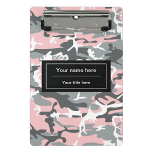 Rosa und Grau Camo, Tarnung, Militär, Armee Mini Klemmbrett