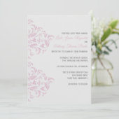 Rosa und grau Elegante Damaske Einladung (Stehend Vorderseite)