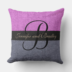 Rosa und grau-elegante Monogram-Hochzeit Kissen