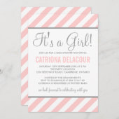 Rosa und Grau Es ist eine Mädchen-Baby-Dusche Einl Einladung (Vorne/Hinten)