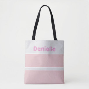 Rosa und Grau gestreifte benutzerdefinierte Name Tasche