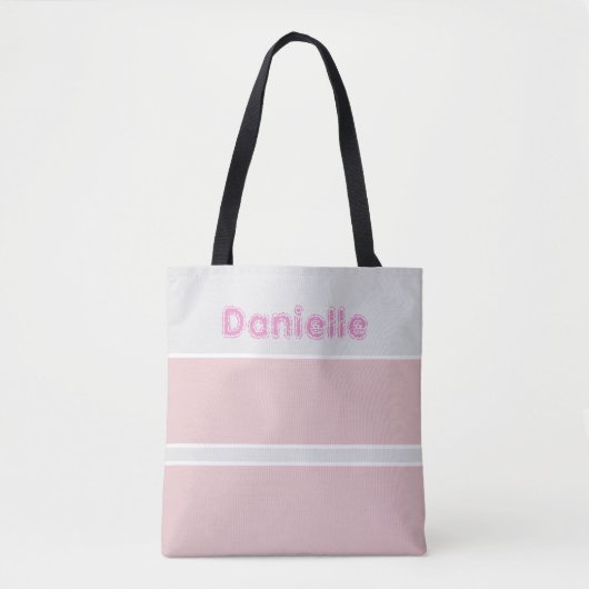 Rosa und Grau gestreifte benutzerdefinierte Name Tasche (Vorderseite)