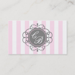 Rosa und Grau gestreifte elegante Boutique Visiten Visitenkarte
