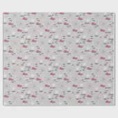 Rosa und Grau Halloween Niedliches Katzenghost Geschenkpapier (Flach)