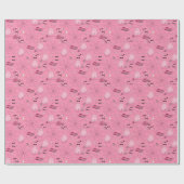 Rosa und Grau Halloween Niedliches Katzenghost Geschenkpapier (Flach)