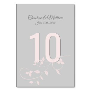 Rosa- und Grau-Hochzeitsstipps - Tischnummern
