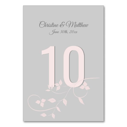 Rosa- und Grau-Hochzeitsstipps - Tischnummern (Rückseite)