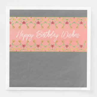 Rosa und Grau mit florengeschmücktem Designer Serviette