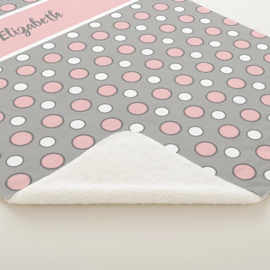 Rosa und grau mit Polka-Punkten und Namen Sherpadecke (3/4)