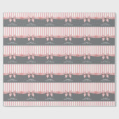 Rosa und Grau mit Streifen Brautparty Geschenkpapier (Flach)