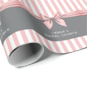 Rosa und Grau mit Streifen Brautparty Geschenkpapier (Rolleneckpunkt)