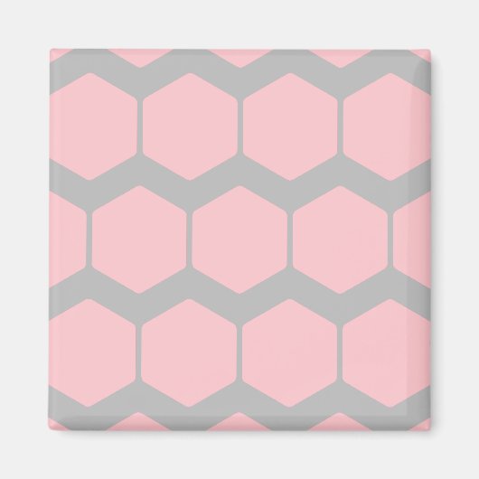 Rosa und Grau, Retro Geometric Zigzag Muster. Magnet (Vorne)