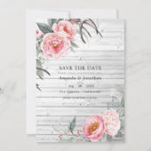 Rosa und grau Rustikale Bohemische Blumenhochzeit Save The Date (Vorderseite)
