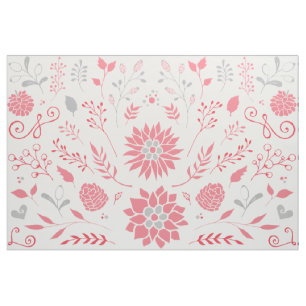 Rosa und Grau rustikales Blumenmuster Stoff