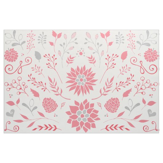 Rosa und Grau rustikales Blumenmuster Stoff (Fat Quarter (45,7 x 55,9 cm))